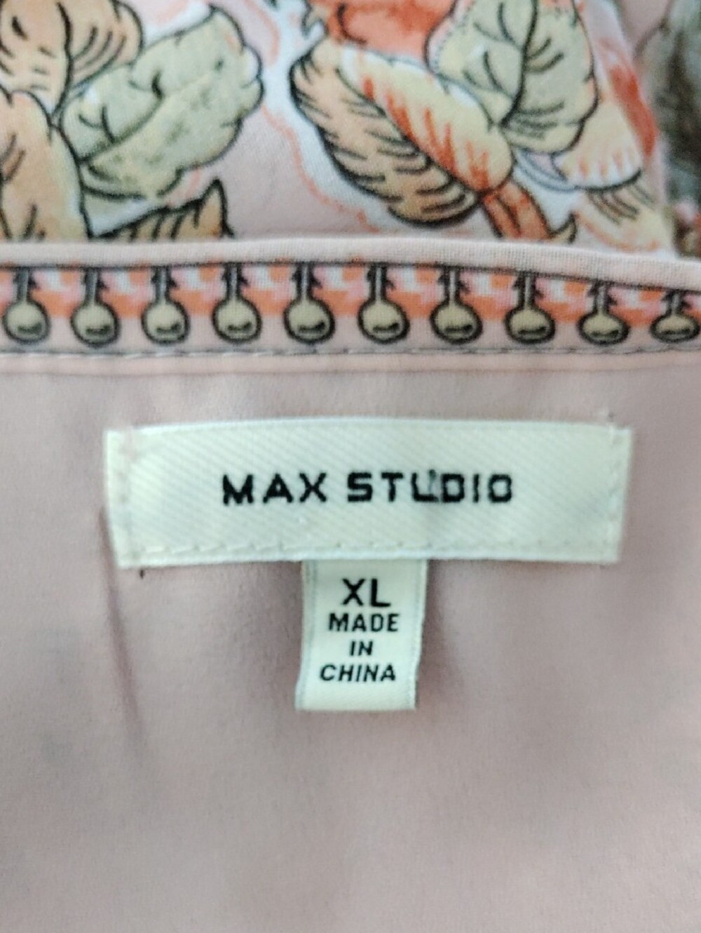 H192 Max Studio Peach & Rust Floral V-Neck Smocked Dress XL - Picture 11 of 13
